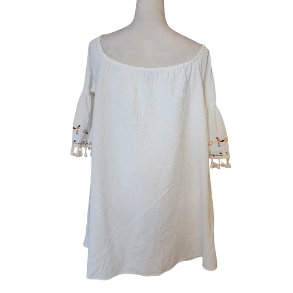 Aiden Embroidered‎ Peasant Mini Dress Size Medium - Picture 4 of 5